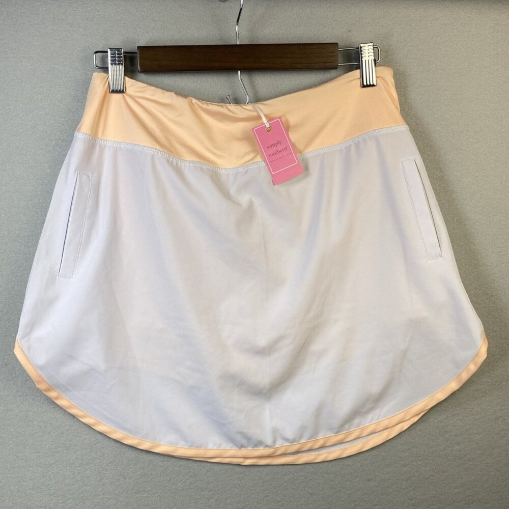 NEW Simply Southern Athletic Skort Women's Size Large Pickleball Coral White Gym